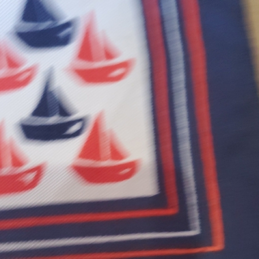Specialty House Vintage Nautical Print Scarf  Red, Blue, and White 20"  Square - Picture 5 of 6
